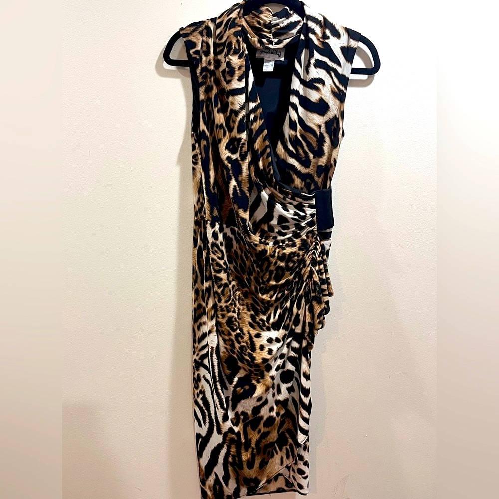 Joseph Ribkoff Asymmetrical Leopard Print Dress